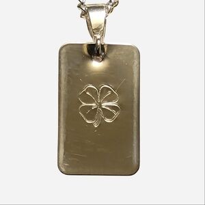 Solid .999 Fine Silver Lucky Charm 4 Leaf Clover Pendant - w/ 925 Bail Connector